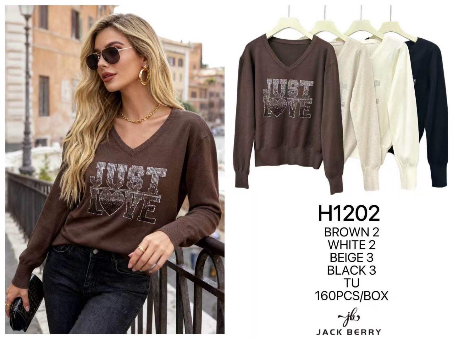 Pullover mit V‑Ausschnitt und Statement‑Logo