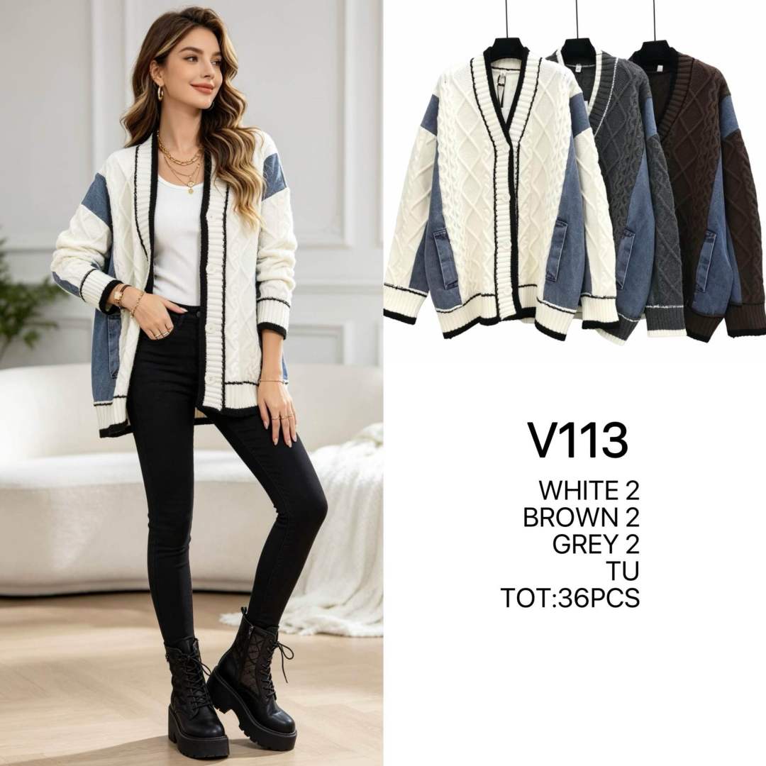 Langer Cardigan mit Zopfmuster