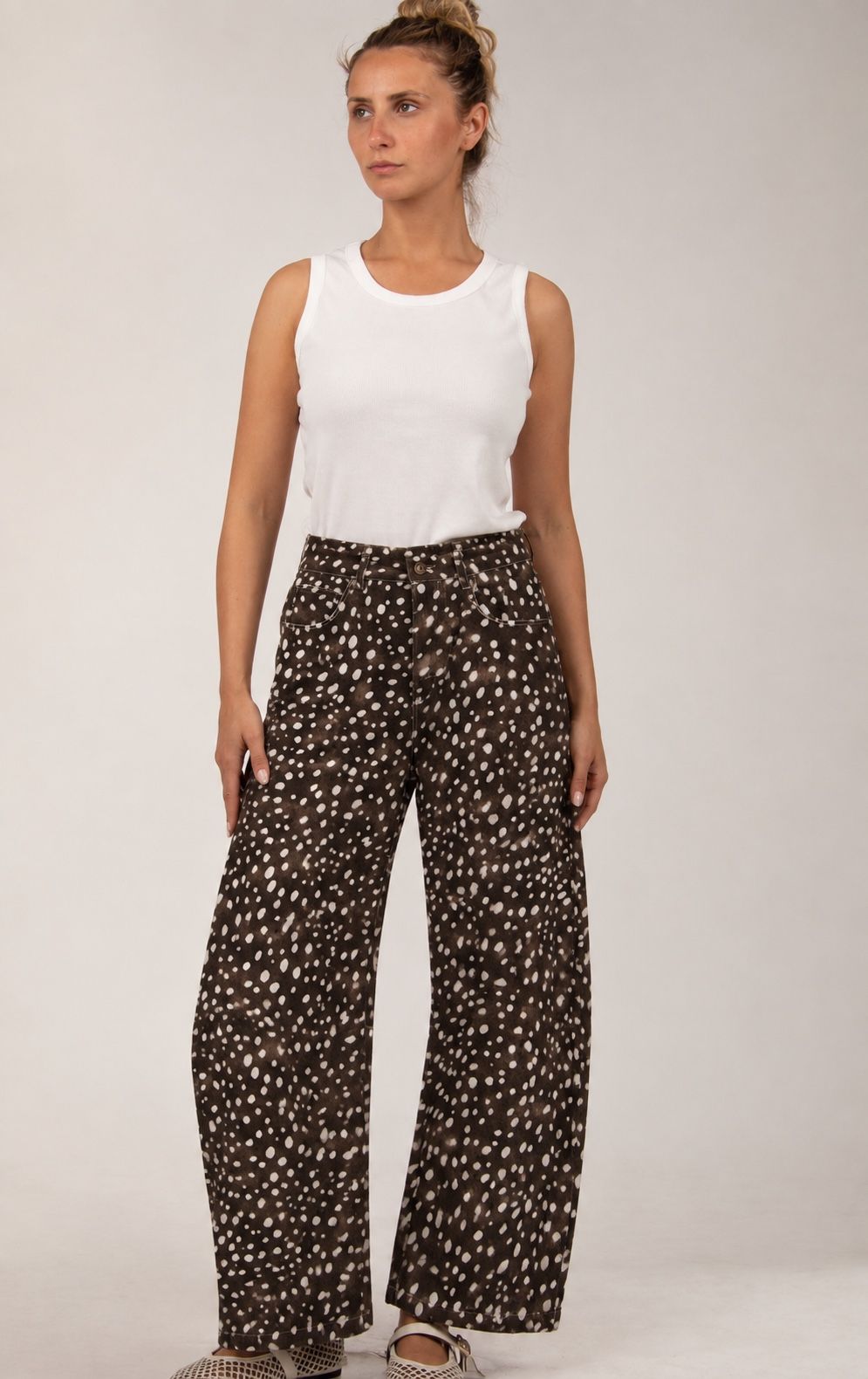 Wide-Leg-Hose mit Leopardenmuster