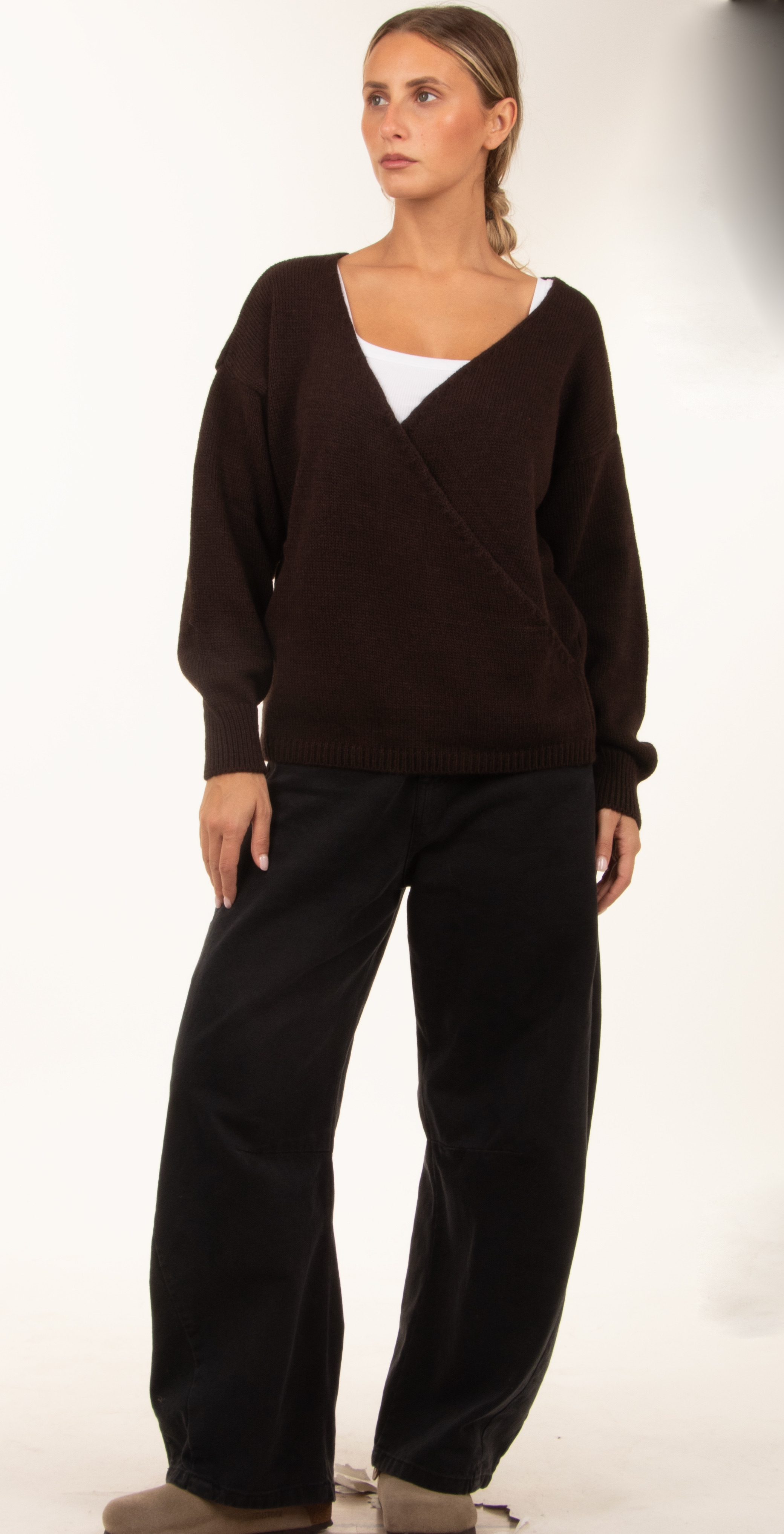 Lässiger V‑Ausschnitt Pullover