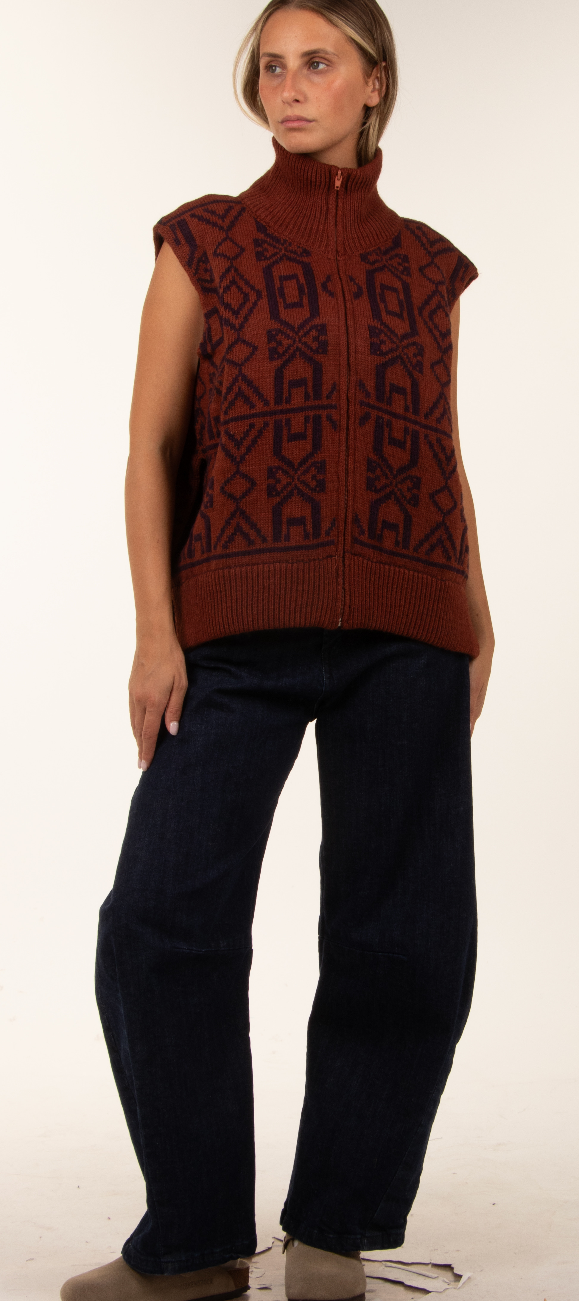 Oversize Weste mit Rollkragen