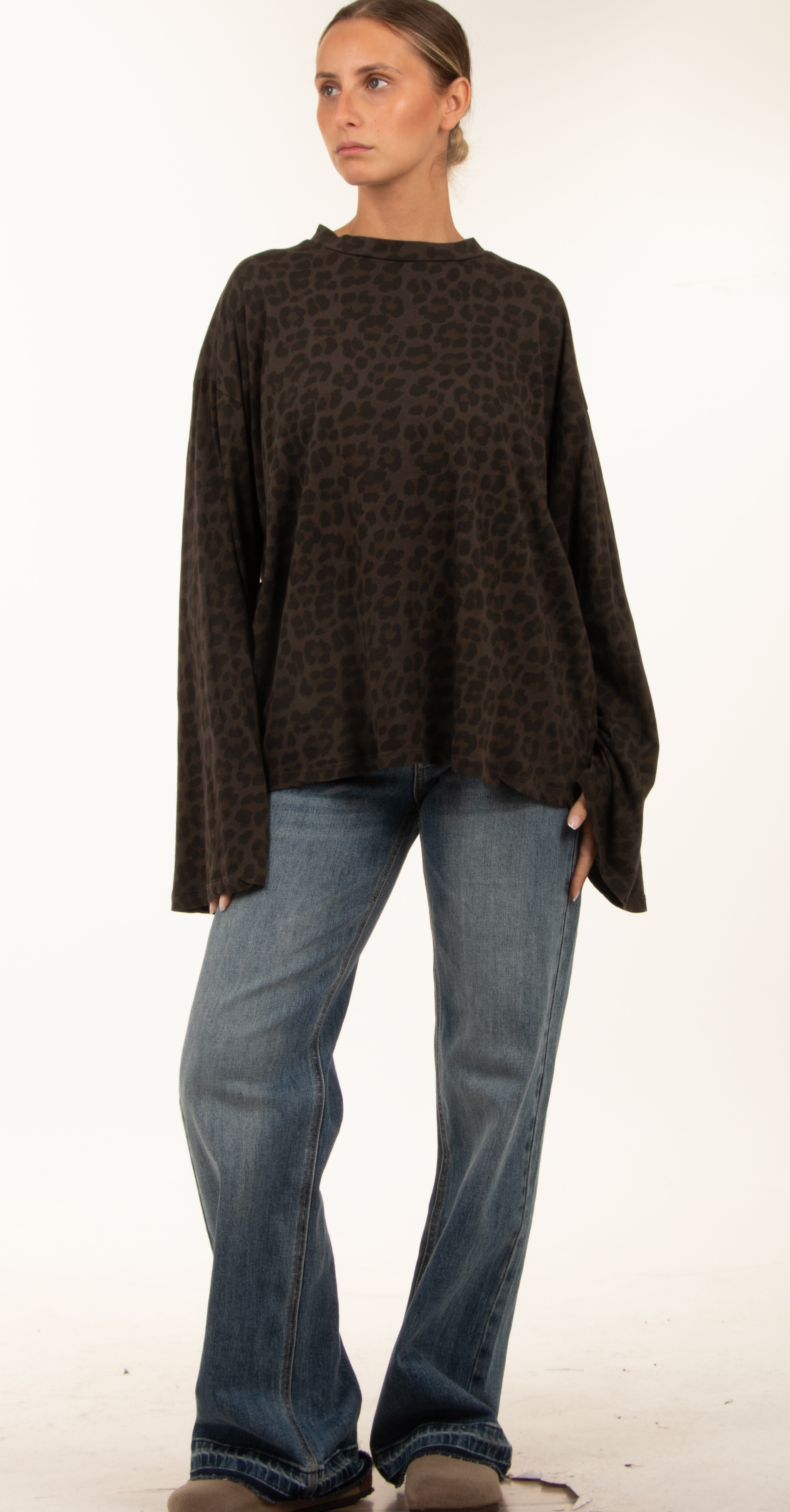 Locker geschnittene Bluse mit Leopardmuster