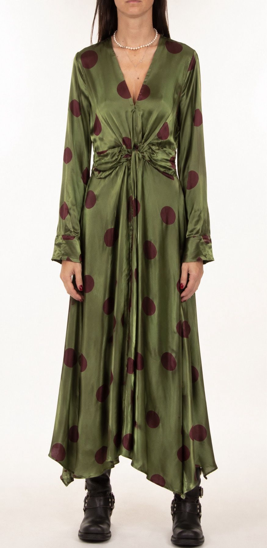 Satin-Wickel-Maxikleid mit Raffung