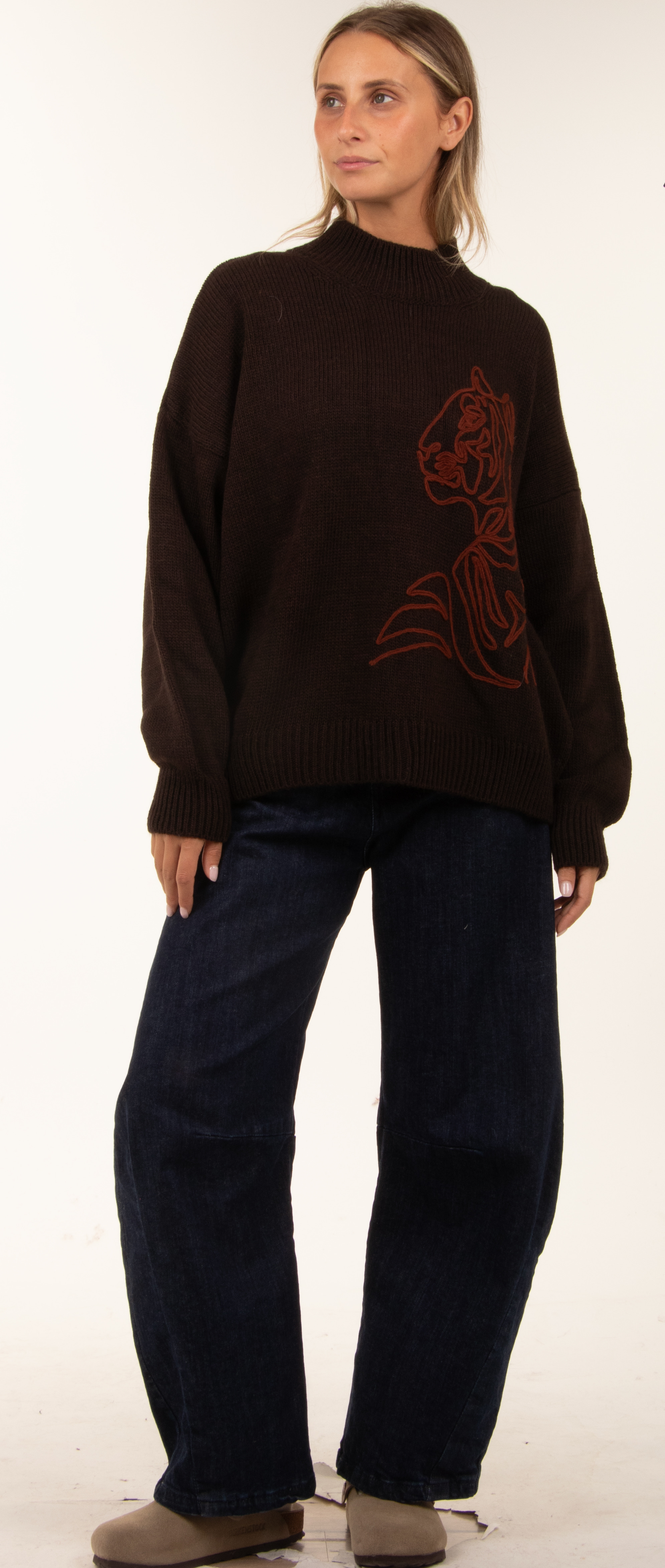 Oversized Pullover mit Halbrolli