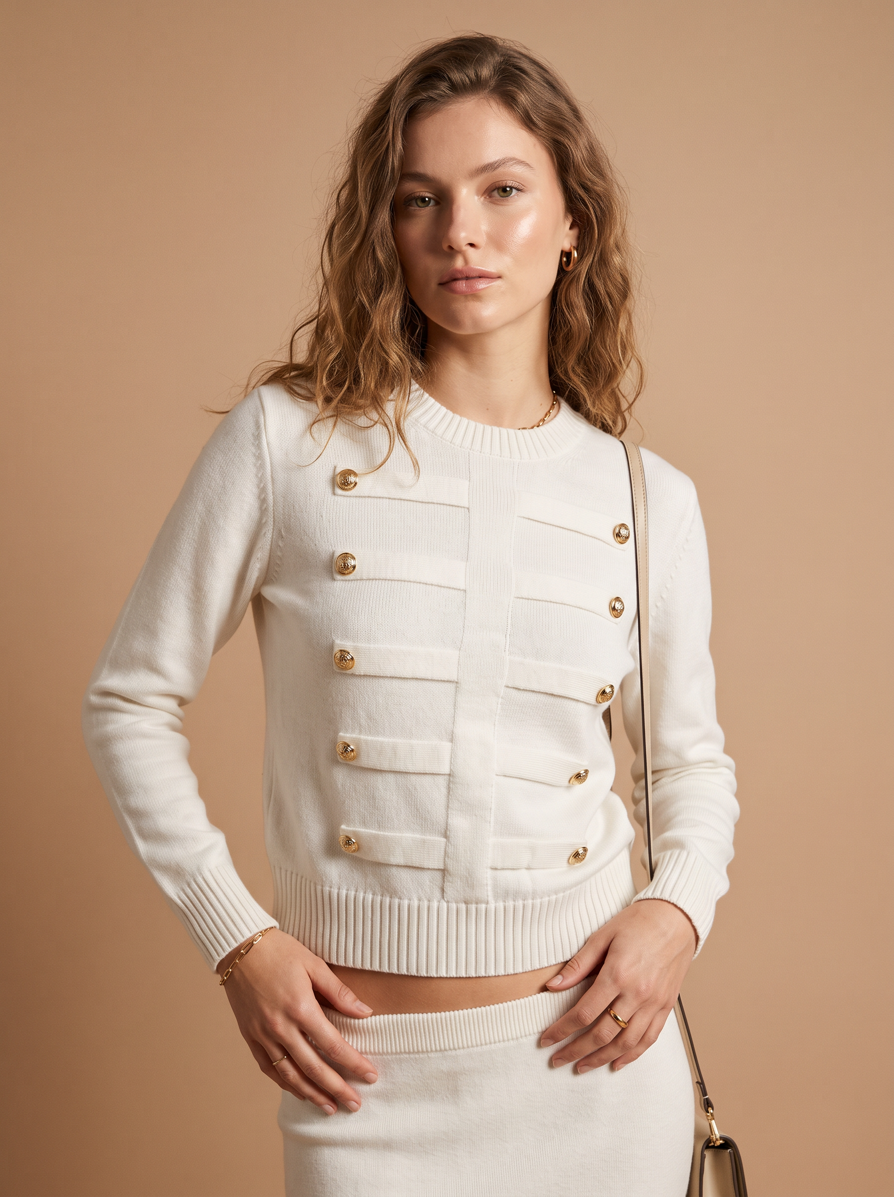 Gerippter Pullover mit Knopfleiste