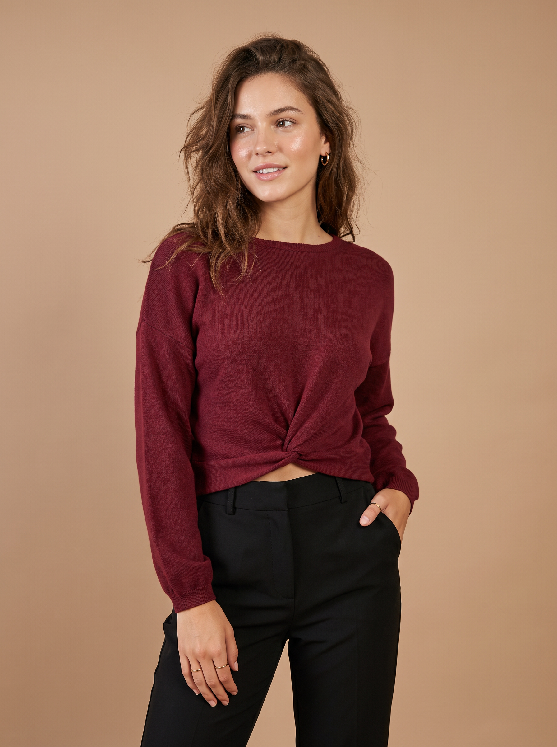 Kurzpullover mit Raffungen