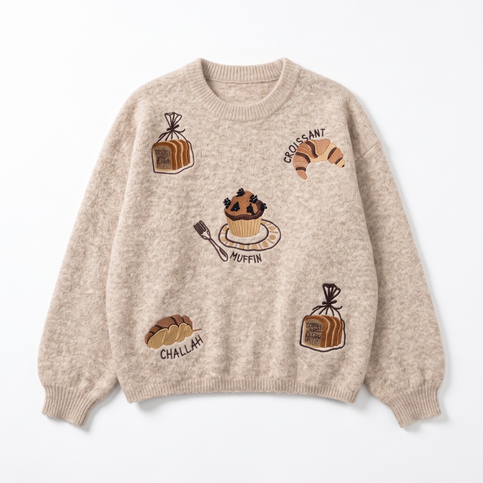Flauschiger Pullover mit Stickerei