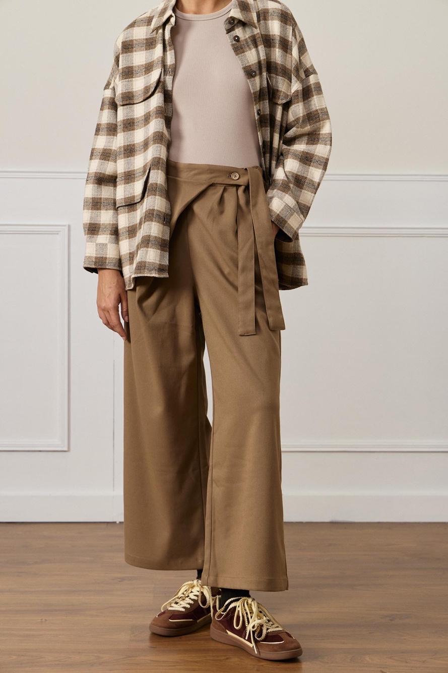 Wide-Leg-Hose mit Bindegürtel