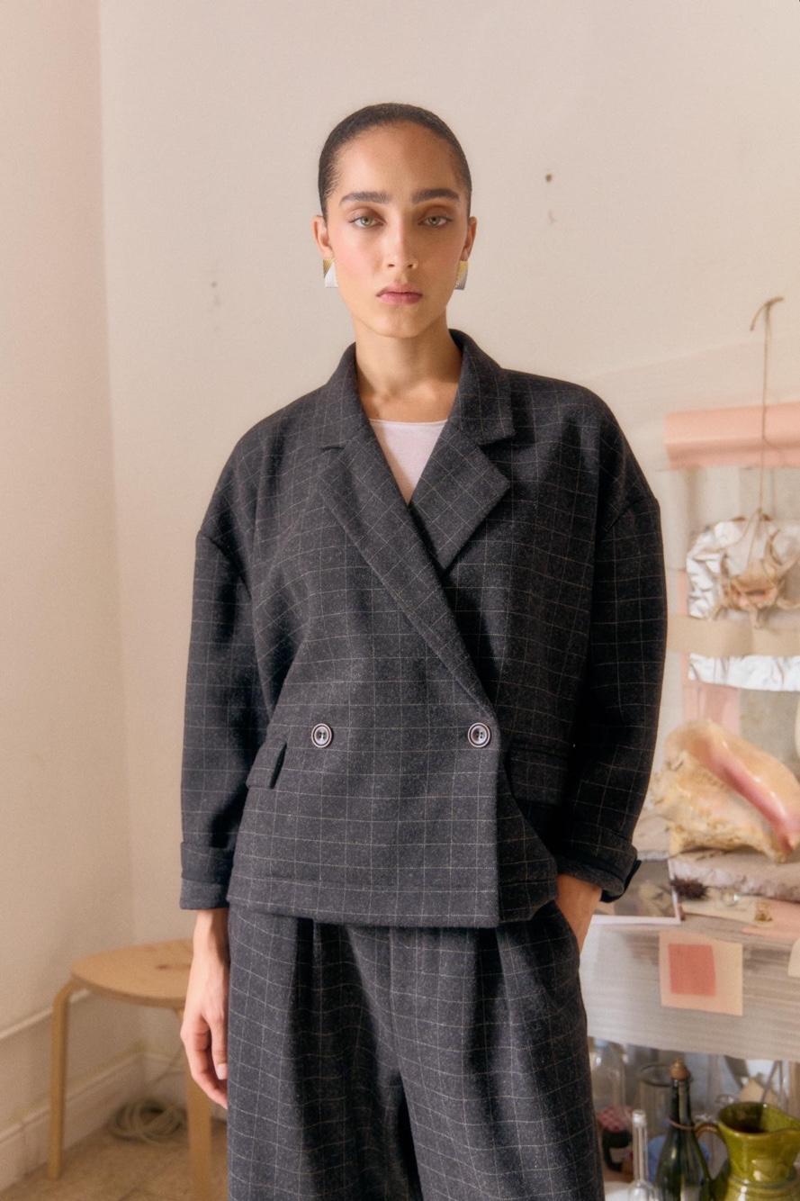 Oversize-Blazer mit Karo