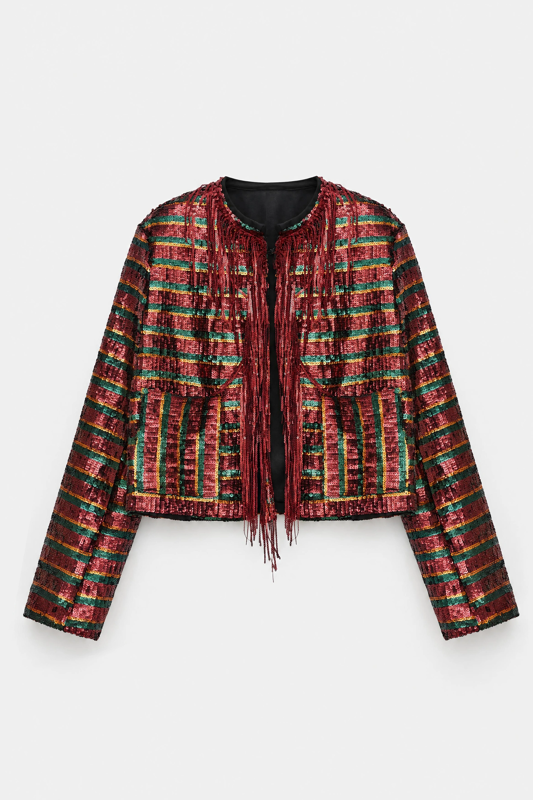 Cropped Jacke mit Paillettenstreifen
