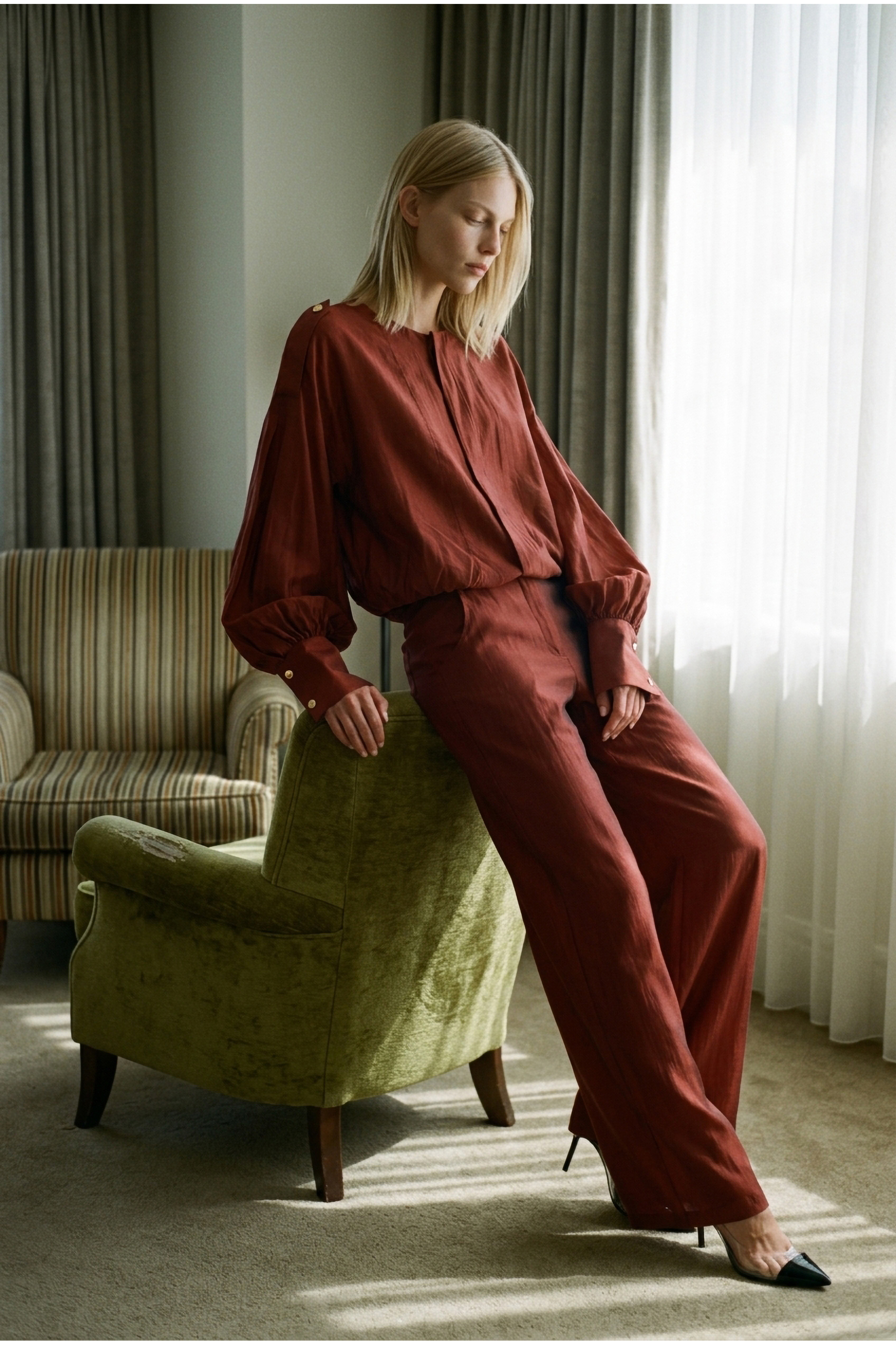 Bluse mit Puffärmeln und Gummibund