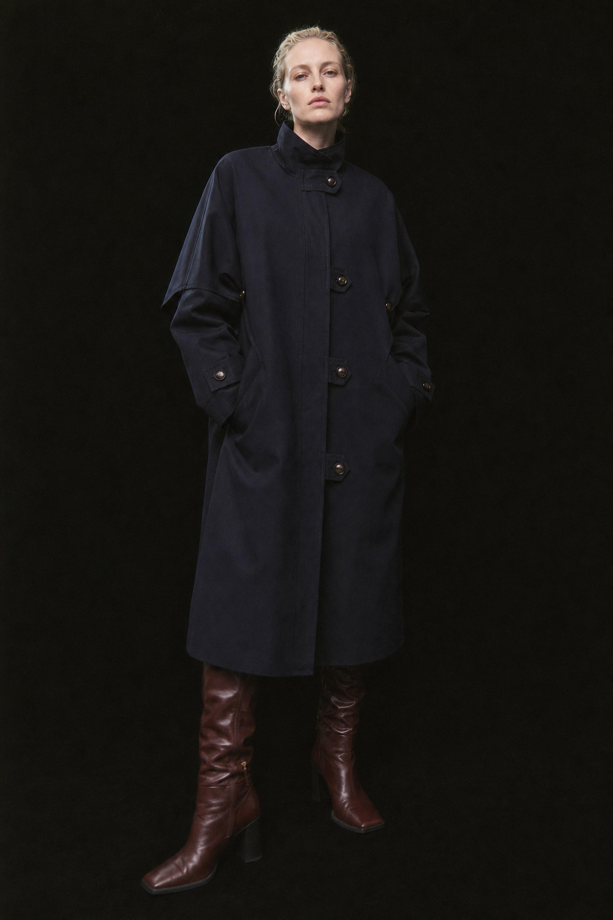 Oversize-Midi-Mantel mit Stehkragen