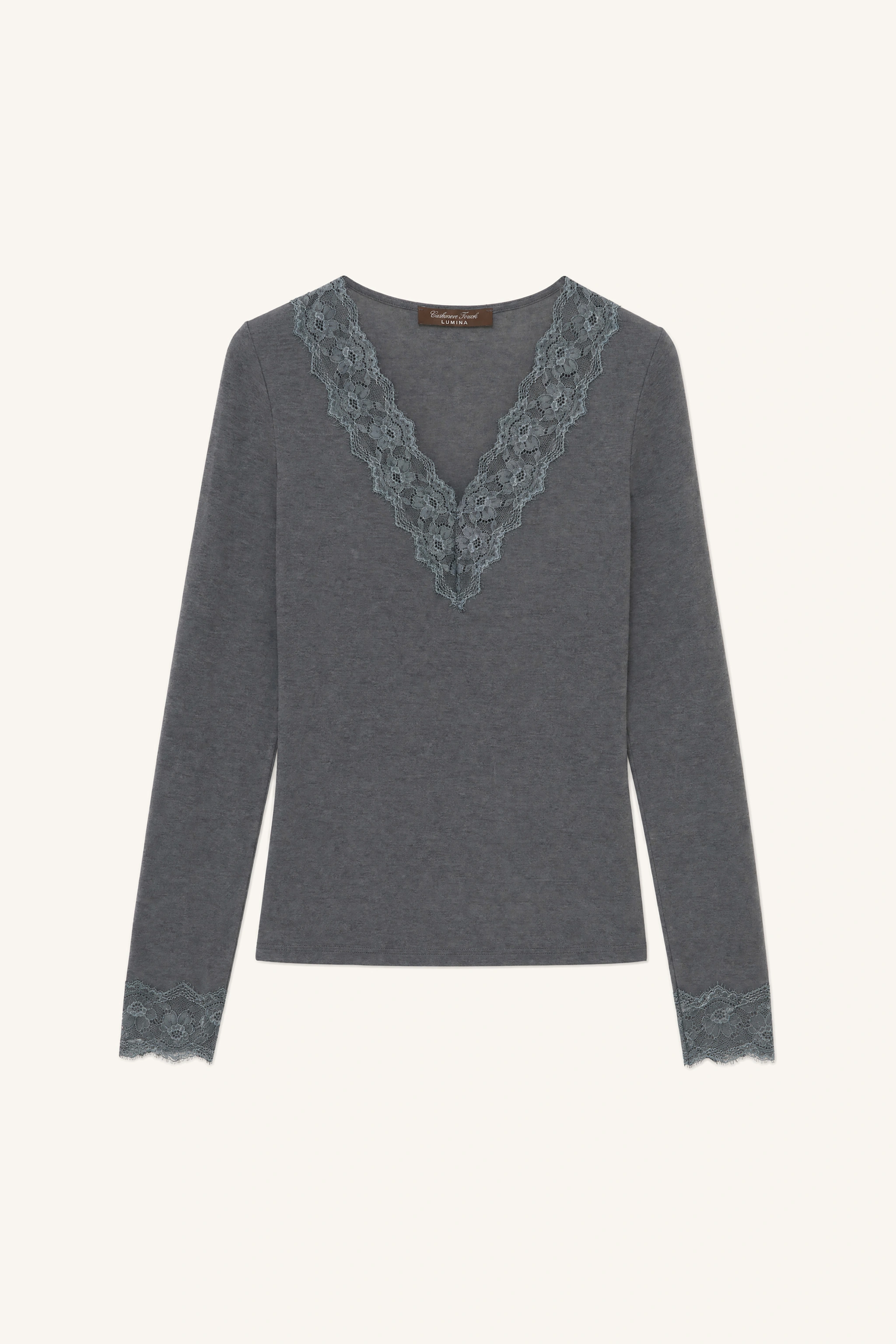 Top mit Spitze und V-Ausschnitt