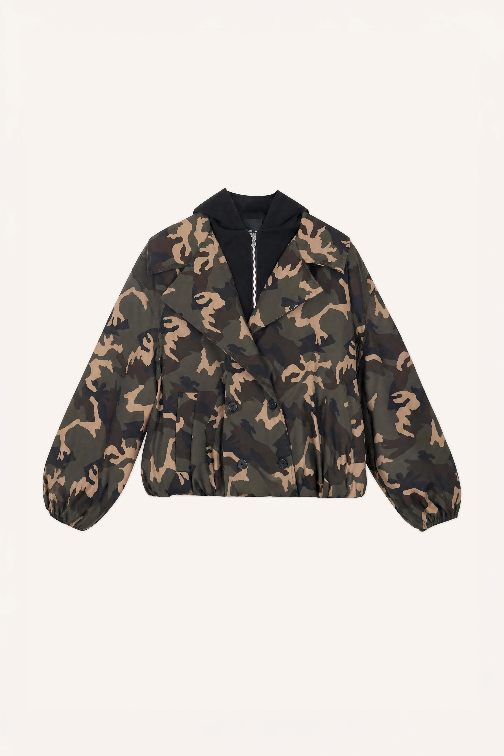 Kurze Kapuzenjacke in Camouflage