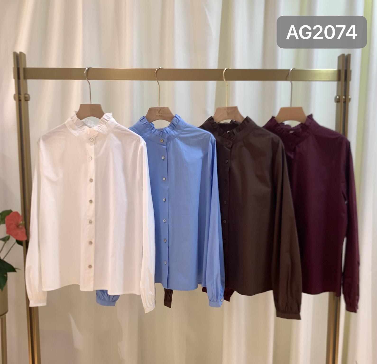 Bluse mit Stehkragen und Rüsche