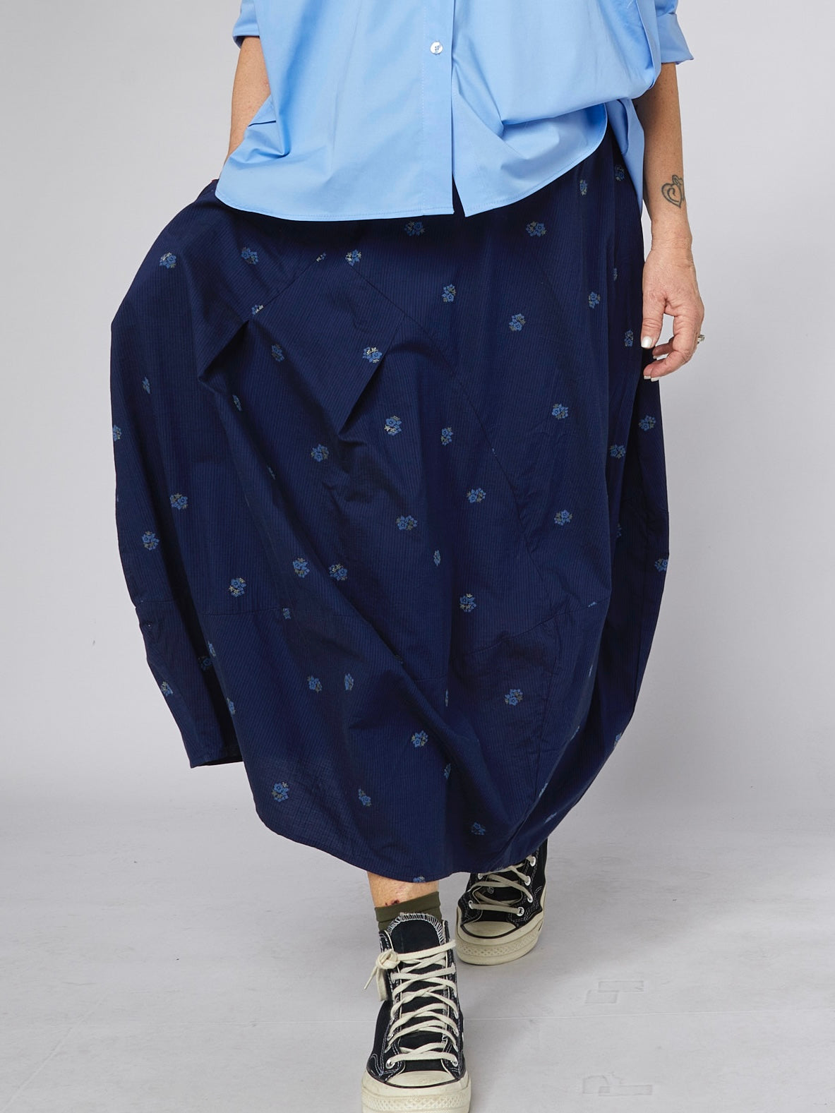 Midi-Ballonsrock mit Blumenmuster