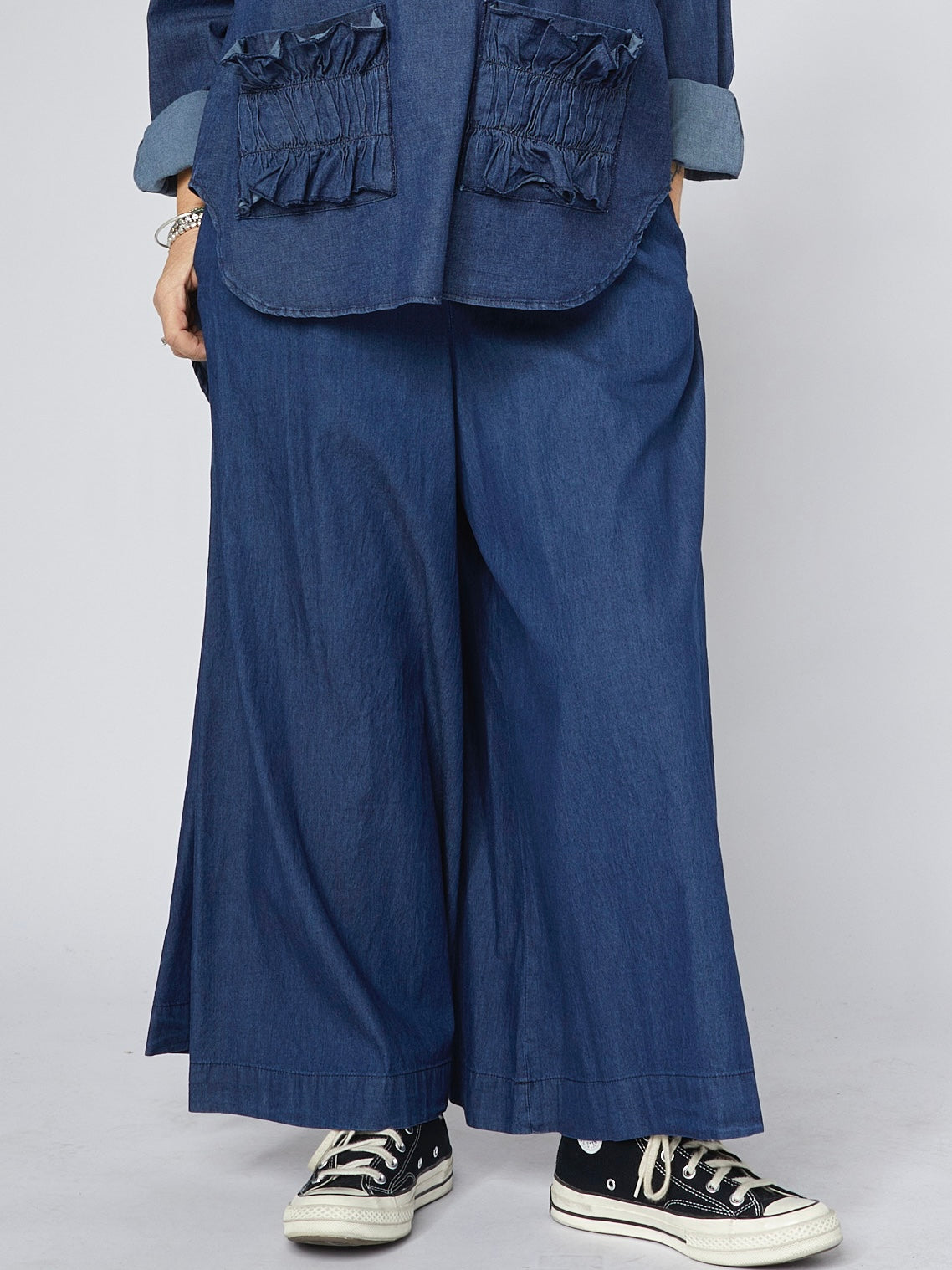 Wide-Leg Hose mit Hohem Bund